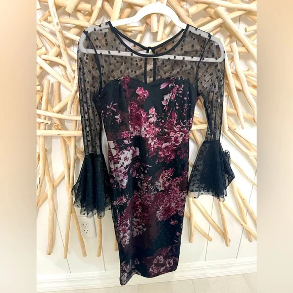 VENUS | Dresses | Nwot Venus Bodycon Mesh Lace Floral Midi Dress | Poshmark